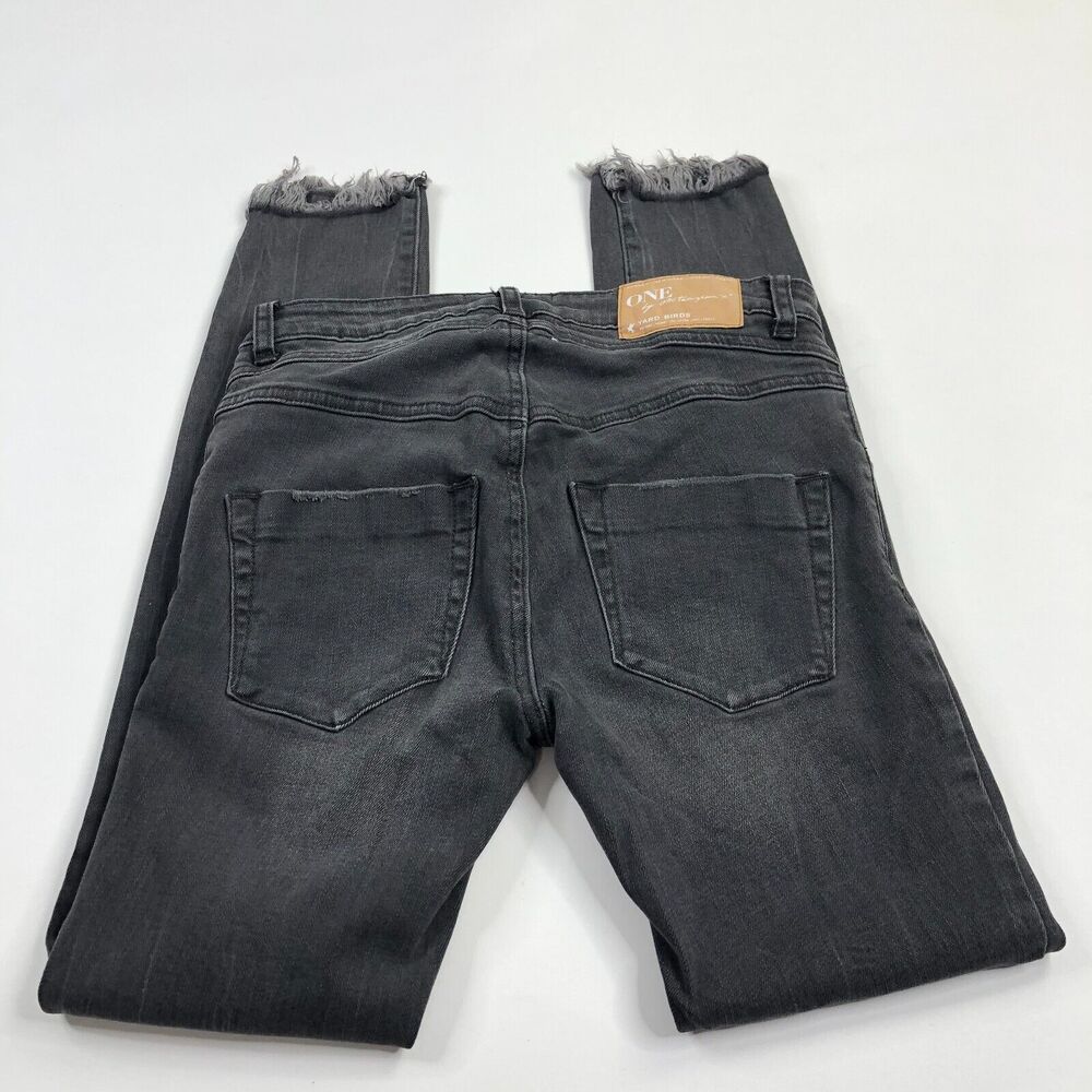 One Teaspoon Jeans Size 26 (26W 27.5L)Freebirds Skinny Faded Gray Cut Off Frayed